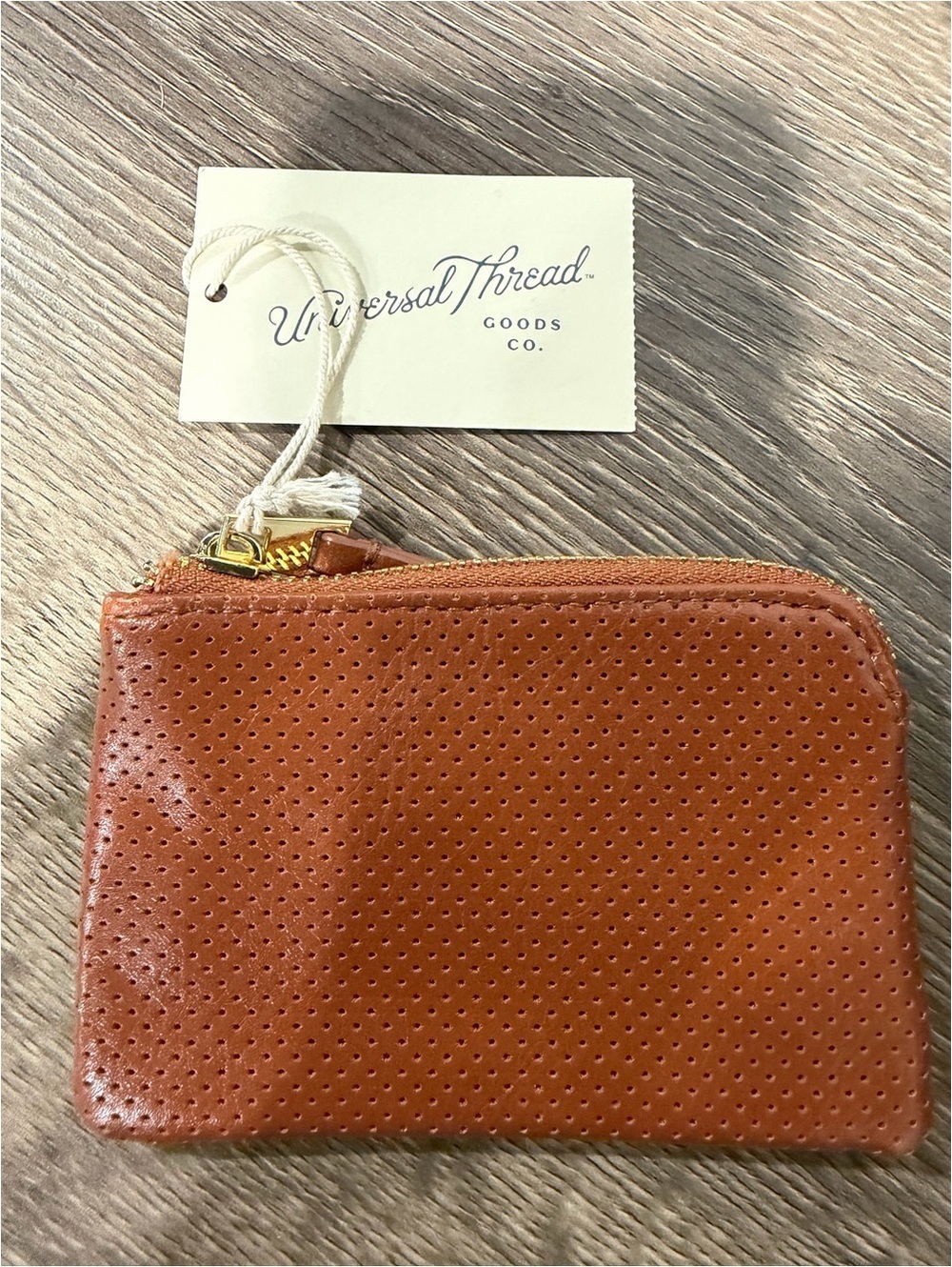 Universal Thread Cognac Brown Zipper Coin Pouch NEW